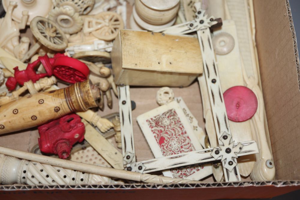 A group of 19th century ivory carvings